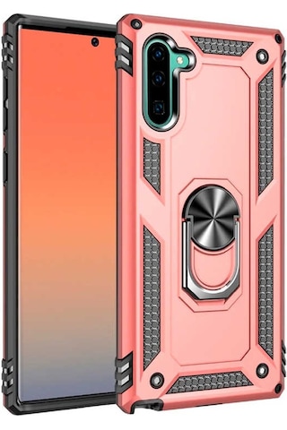 Samsung Galaxy Uyumlu Note 10 Kılıf Sert Silikon Yüzüklü Stand Özellikli Kapak