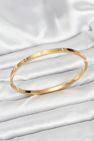 Mey İthalat 316l Çelik Gold Renk Zirkon Taşlı 65 Mm İnce Kadın Kelepçe Bileklik - Özel Seri Meyeb68c42385f3d0b392b604c49b Altın