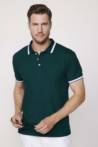Tudors Erkek Polo Yaka Slim Fit Yaka Ve Kol Şeritli Yeşil Pike Tişört-27872-Yeşil
