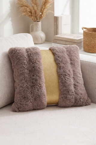 Risa Kahve Kırlent Kılıfı Puffy Pofuduk Dekoratif Yumuşak Koltuk Yastık Kılıfı 45x45 Kahverengi