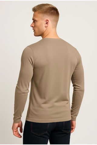 Axxel Erkek Toprak Rengi Uzun Kollu T-shirt-d236 Açık Kahverengi