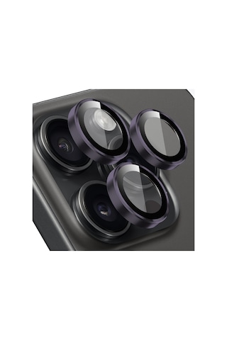 Buff Apple Uyumlu iPhone 15 Pro Max / 15 Pro Kamera Metal Lens Koruyucu Mor