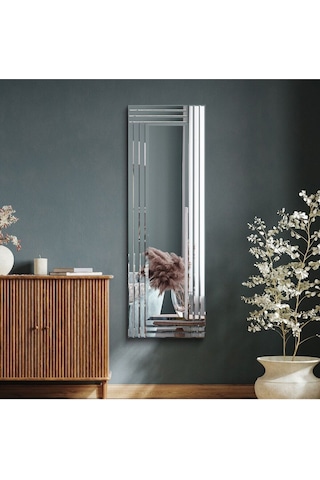 Model Line Dekoratif Desenli Bizoteli Salon Ofis Konsol Aynası 100 X 40 Gümüş 18061806433 Gümüş