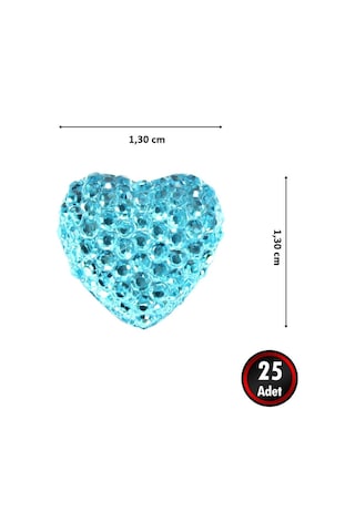 Polyester Kalp Fiyonk, 1,3 Cm - 25 Adet - Mavi 1+