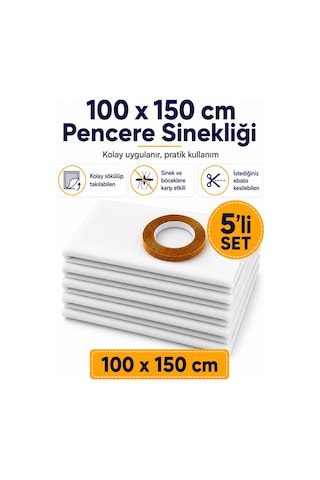 5li 100x150 5,6 Metre Cırt Bantlı Sökülüp Kesilebilir Takılabilen Sineklik