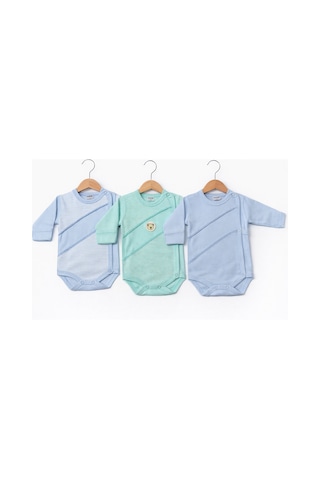 Kardeşler Baby 3'lü Kendinden Eldivenli Çıtçıtlı Body Mavi