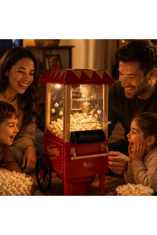 Sıcak Hava Popcorn Makinesi Yağsız Mısır Patlatıcı Nostaljik Tasarım Renkli