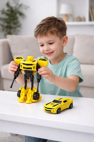 Arabaya Dönüşen Robot Oyuncak Dönüştürülebilir Aksiyon Figürü Sarı