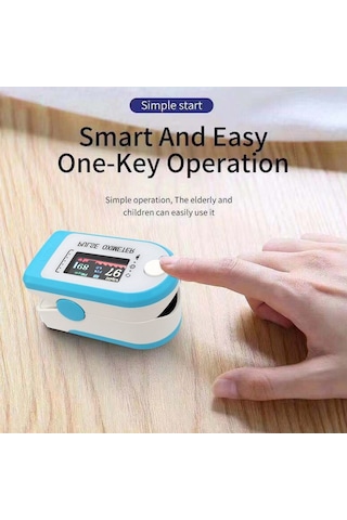 Vkemall Pulse Oksimetre Parmak Ucu Klipsi P-ulse O-ximetre Tft Renkli Ekran Mini Spo2 Monitörü Oksijen D Mavi