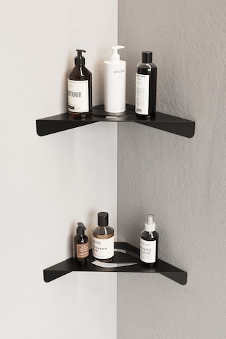 Zift Unique Paslanmaz Çelik Mat Siyah Banyo Köşeliği - Yapıştırılabilir Mat - Siyah