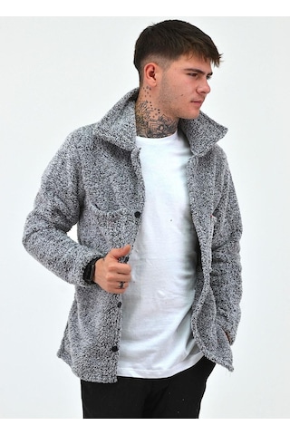 Beybun Boutique Unisex Peluş Polar Hırka Ceket Kılçıklı Gri