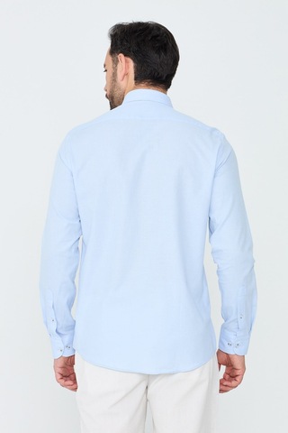 White Stone Mavi %100 Pamuk Regular Fit Erkek Uzun Kollu Gömlek MAVİ