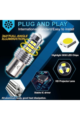 Adet 157 P21/5w Led 12v 24v Ampul, Süper Parlak Araba Led Fren Lambası Ampulleri, Beyaz 6500k, Araba Fren Lambası Ampulleri, Fren Lambaları, Gündüz Farları İçin Kullanılır