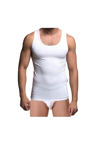 Thermoform Bambu Erkek Kolsuz Bisiklet Yaka Atlet Ve Slip Külot Seti Beyaz Çok Renkli