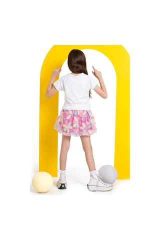 Kız Çocuk Zambak Detaylı Etekli Takım Pembe