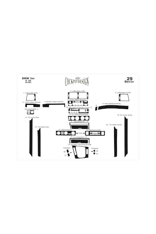 Meriç Bmw 3 Seri E46 Piano Black Kaplama 25 Parça 1998-2004 (530157975)