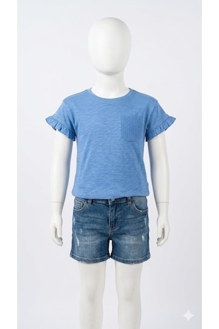 Benetton Kız Çocuk Mavi Tshirt