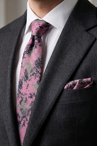 Milleniva Batik Desenli Pembe Gri Kravat & Mendil