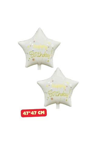 2 Adet Happy Brithday Yazılı Yıldız Folyo Balon Doğum Günü Folyo Balon Çocuk Doğum Günü Balon