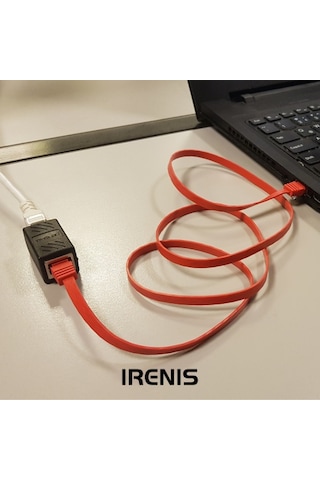 Irenis CAT6 Kablo Uzatma Seti. Yassı Ethernet Kablo ve Ekleyici 50 CM-Beyaz