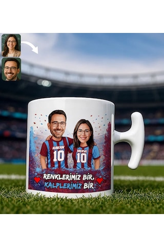 Bk Gift Kişiye Özel İsimli Bordo-mavi Sevgili Karikatürlü Hammer Kupa Bardak İsim Ve Forma Numaralı Taraftar Kupa, Doğum Günü Hediyesi Kobitmeyencom Çok Renkli