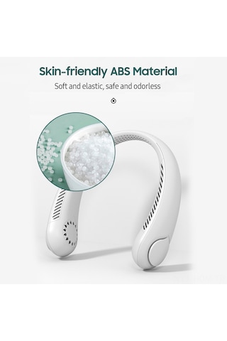 Suofeng Boyun Bağlı U Tipi 3 Seviye Hızlı Usb Şarjlı Lityum Fan - Yaprakssız, Saç Kırpmaz, Doğal Rüzgar, Beyaz