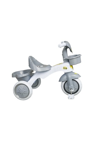 Kitty Üç Tekerlekli Bisiklet Çocuk Bisikleti 3 Teker Bisiklet 1-3-5 Yaş Plastik Motor İlk Bisiklet Sepetli Gri