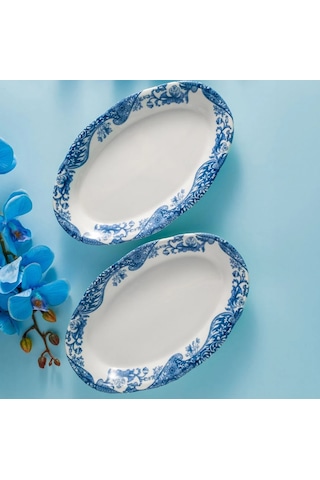 Fecra Vintage Blue 2'li Kayık Tabak