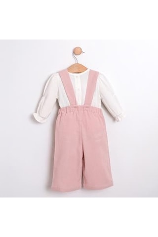 Cumino Kız Bebek Gömlekli Pantolonlu Tulum Takımı Cmn-3754 Pembe