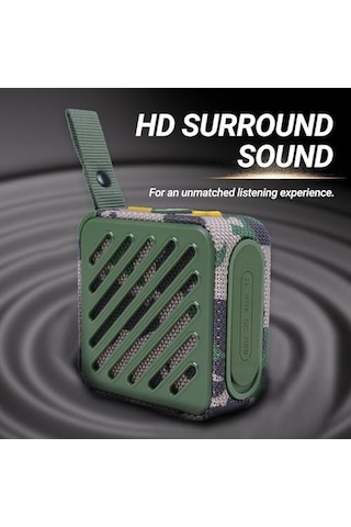 Taşınabilir Bluetooth V5.2 Kablosuz Hoparlör Hi-fi Güçlü Ses Tf Kart Usb Aux Destekli Type-c Şarjlı 1200mah Mini Speaker, Sk-682 Yeşil