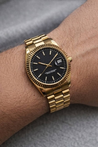 Aurex Royal Gold Erkek Kol Saatı Sıyah Kadran Quarts Altın