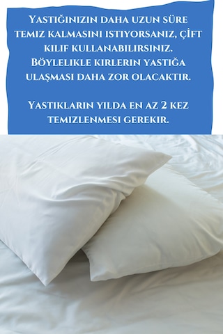 Elyaf Sepeti 2 Adet Pamuk Yastık %100 Pamuk Dolgulu 50x70 cm Beyaz