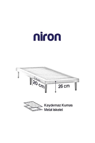 Niron Slim Karyola - 120x200 Tek Kişilik Baza - Metal İskeletli, Yüksek Ayaklı Ve Keten Kumaşlı