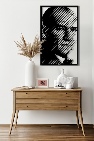 Atatürk Portresi Modern Metal Tablo - Ev Ofis Dekorasyon - Ofis Aksesuarları - Metal Duvar Dekorasyonu