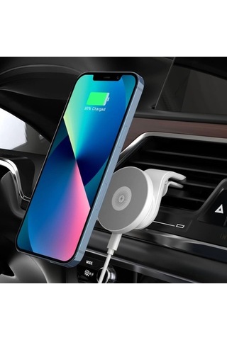 Wisdomselect 12 13 Cep Telefonu Manyetik Şarj Cihazı Için Kablosuz Hızlı Şarj, Hava Firar Telefon Tutucu - Beyaz Vantuzlu Beyaz Yok 48ayqa