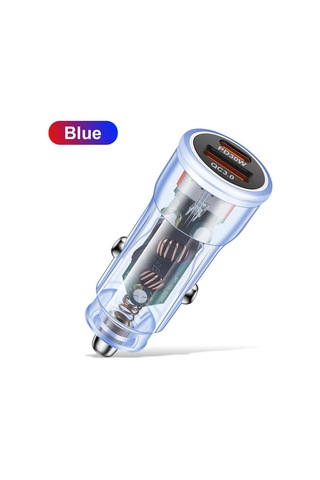 Vaorlo 48w Araç Şarj Cihazı Hızlı Şarj Usb + Pd Bağlantı Noktası Desteği Qc3.0 Hızlı Şarj Mavi