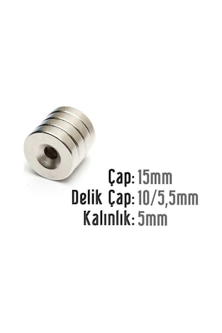 10 Adet 15Mm X 10-5Mm X 5Mm Havşa Delikli Güçlü Neodyum Miknatis