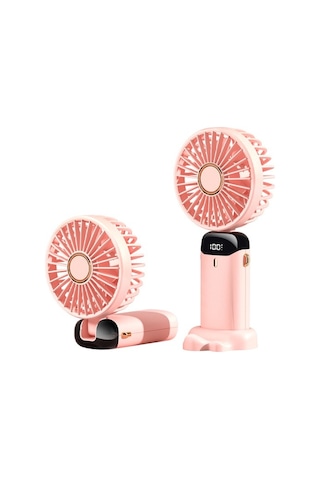 Mini Taşınabilir Fan El Fanı Şarj Edilebilir Küçük 7011 Pembe