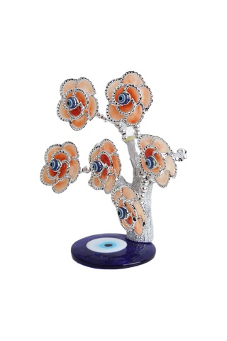 Feng Shui Nazar Boncuğu Çiçeği Hayat Ağacı Biblo Servet Çakra Şans Ağacı Mavi Göz Gül Ağacı 15 Cm. 00775188