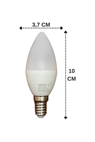 2 Adet Osaka 7w 50w Beyaz Işık 6500k E14 Duylu İnce Duy Led Mum Ampul