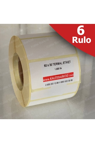 60X30 Termal Etiket 6 Rulo Barkod Etiket Kalite Barkod 60X30 Termal Etiket 6 Rulo Barkod Etiket Kalite Barkod