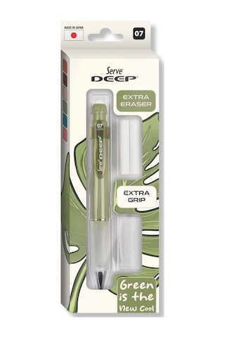 Serve Deep Versatil Kalem 07mm- Toprak Tonları - Yedekli Set Grip Ve Silgi Yaprak Yeşili Yaprak Yeşili
