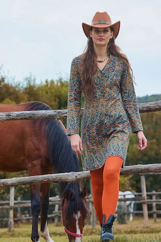 Hakim Yaka Düğme Detaylı Bağlamalı Uzun Kollu Elbise Petrol