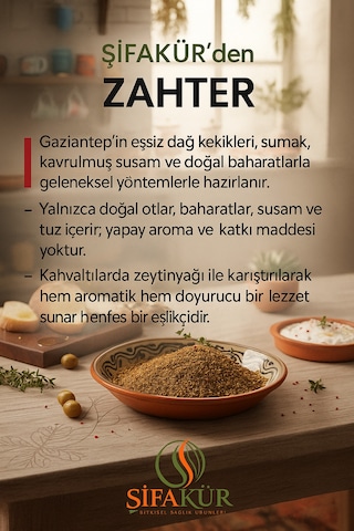 Şifakür Kahvaltılık Zahter Gaziantep Usulü Ev Yapımı Doğal Baharat 500g