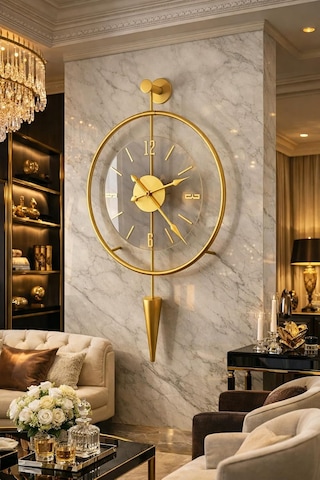 Metaquartz Aksesuar Gold Luxpen Modern Dekoratif Metal Duvar Saati Siyah 50 X 90 Çok Renkli