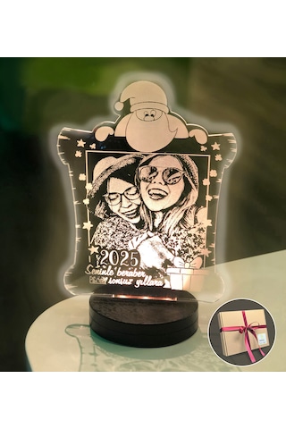 Yılbaşı Hediyesi Kişiye Özel Dikdörtgen Kardan Adam 3d Led Gece L