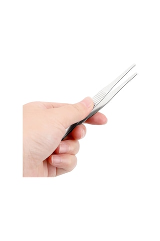 Penset 13 CM Düz-Küt Uçlu Paslanmaz Çelik