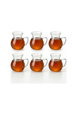 6'lı Kulplu Cam Çay Bardağı Seti - Şeffaf Ve Modern Tasarımlı Isıya Dayanıklı Çay Takımı 180ml çok renkli