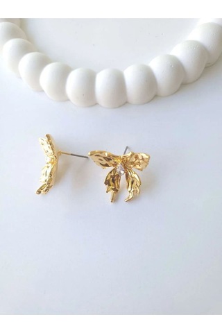 Çelik Gold Kelebek Küpe Sevgiliye Hediye Altın