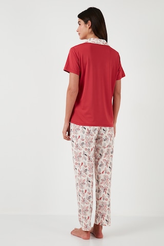 Lela Regular Fit Gömlek Yaka Kısa Kollu Bayan Pijama Takımı 65730101 Kırmızı